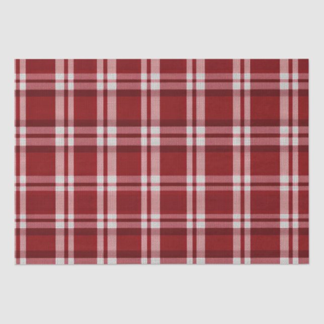 Red White Plaid Tissue Paper (Front)
