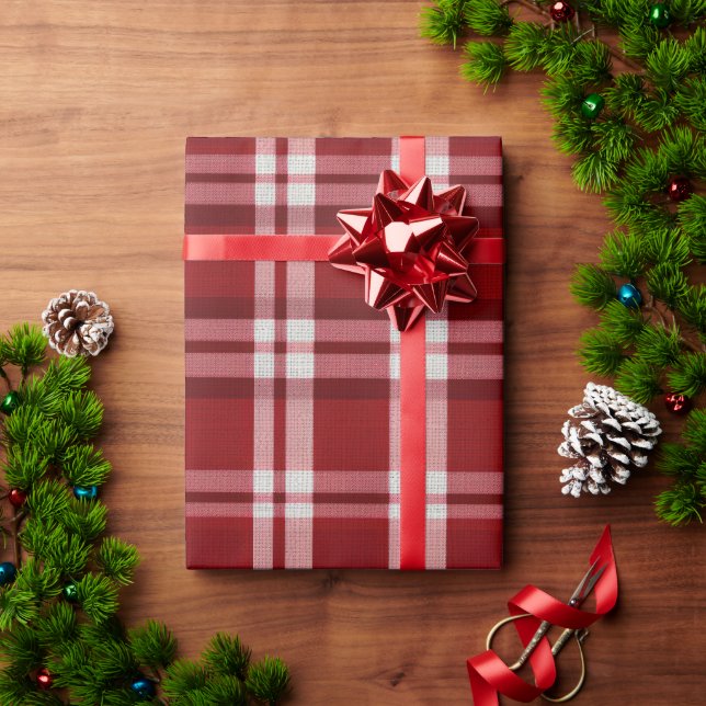 Red White Plaid Wrapping Paper (Holiday Gift)