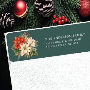 Red White Poinsettia Flower Adresse de retour