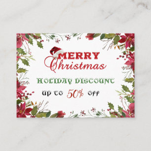 Red White Poinsettia Frame Holiday Discount Card