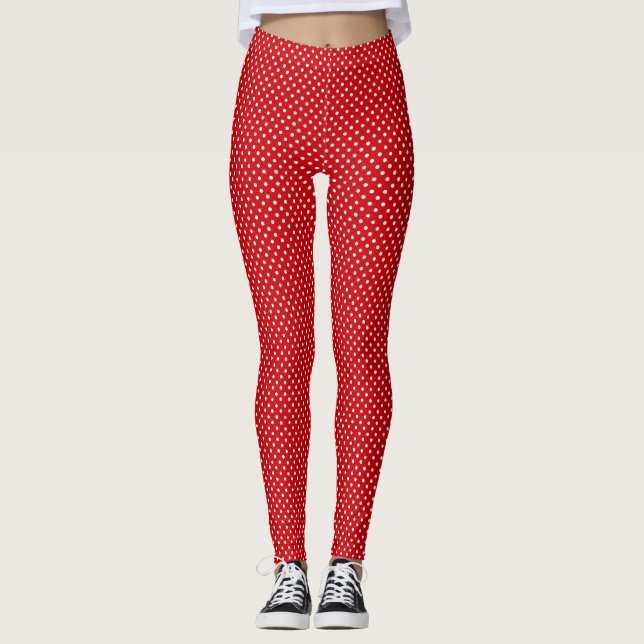 Red & White Polka Dot Active Leggings (Devant)