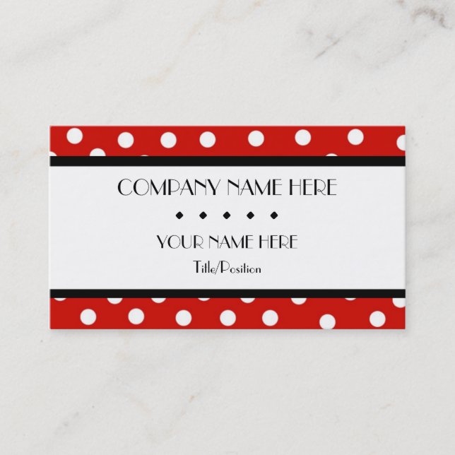 Red & White Polka Dot Business Card (Front)