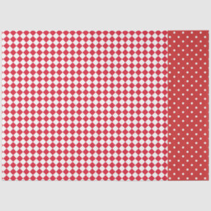 Red White Polka Dot Chequerboard Designer Tissue Paper