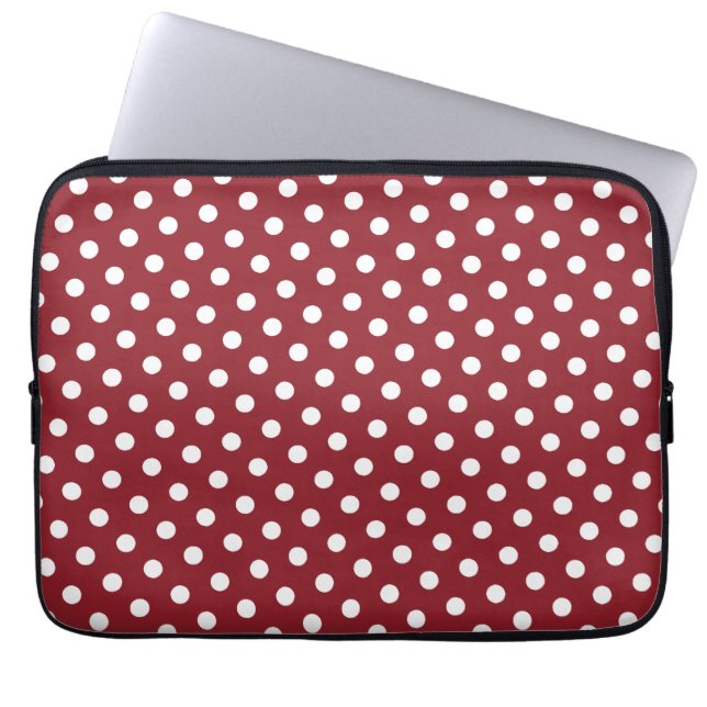 Red & White Polka Dot Laptop Sleeve (Front)
