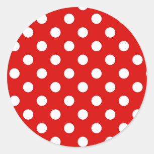 Red & White Polka Dot Pattern Classic Round Sticker