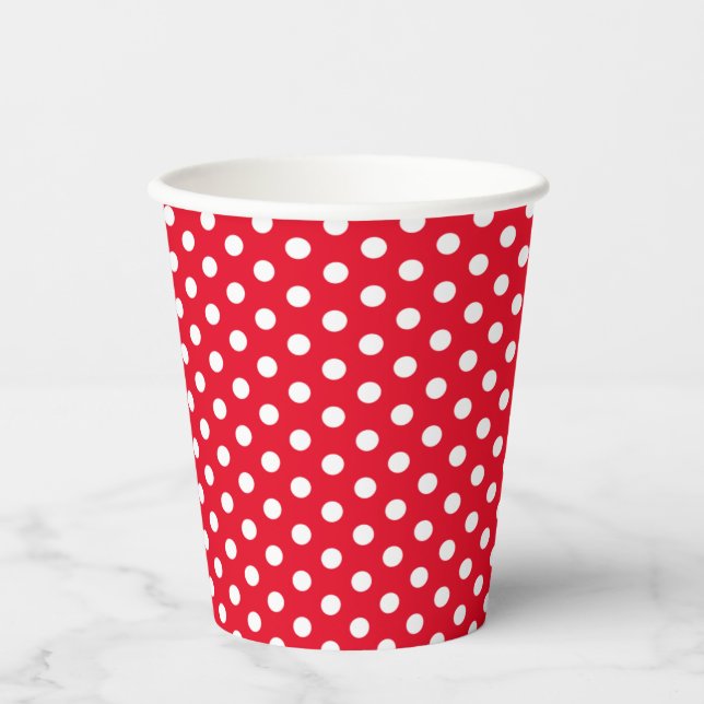 Red White Polka Dot Pattern Paper Cups (Front)