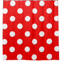 Red & White Polka Dot Retro Shower Curtain