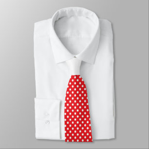 Red White Polka Dot with White Knot Contrast Tie
