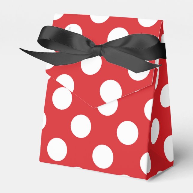 Red & White Polka Dots Birthday Party Favor Box (Front Side)