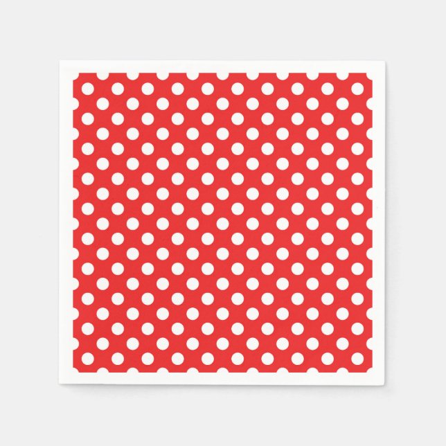 Red & White Polka Dots Birthday Party Napkin (Front)