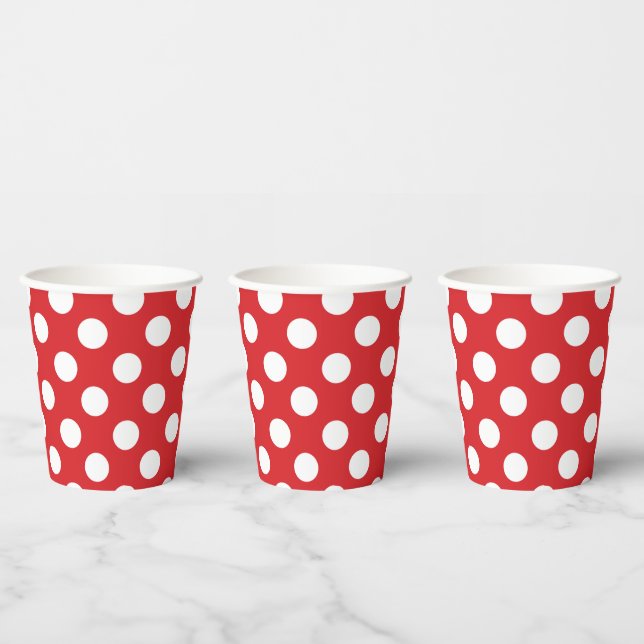 Red & White Polka Dots Birthday Party Paper Cups (Multi)