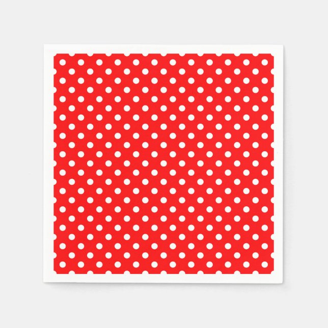 Red White Polka Dots Design Napkin (Front)