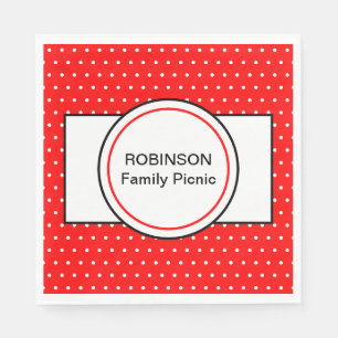 Red White Polka Dots Family Picnic Napkin