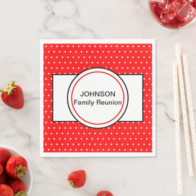 Red White Polka Dots Family Reunion Napkin (Insitu)