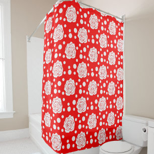 Red White Polka Dots Floral Illustration Design