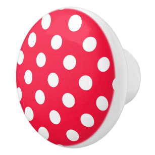 Red & white polka dots knob/drawer pull