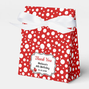 Red White Polka Dots Ladybug Frame Kids Birthday Favor Box