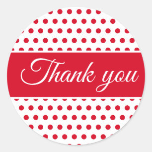 Red white polka dots minimal classic round sticker