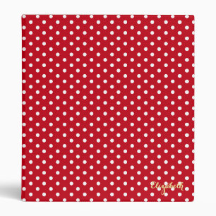 Red White Polka Dots Monogrammed Recipe Cookbook Binder