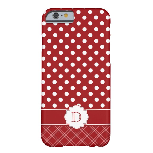Red White Polka Dots Plaid Monogram Case-Mate iPhone Case (Back)