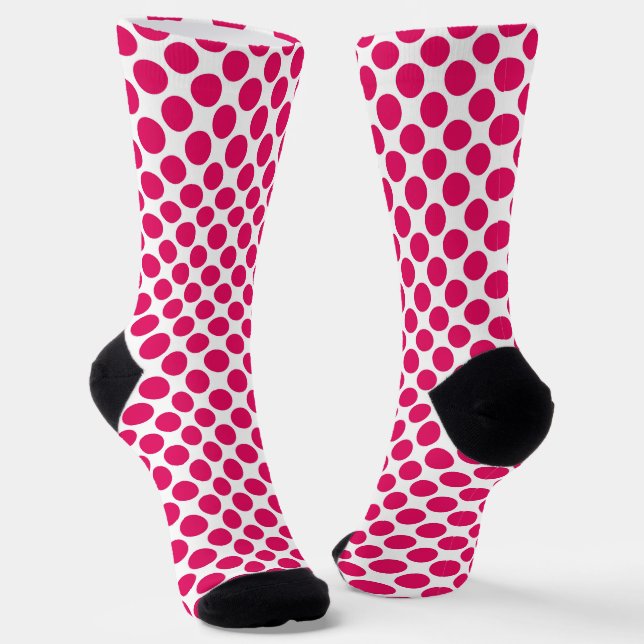 Red White Polka Dots Socks (Angled)