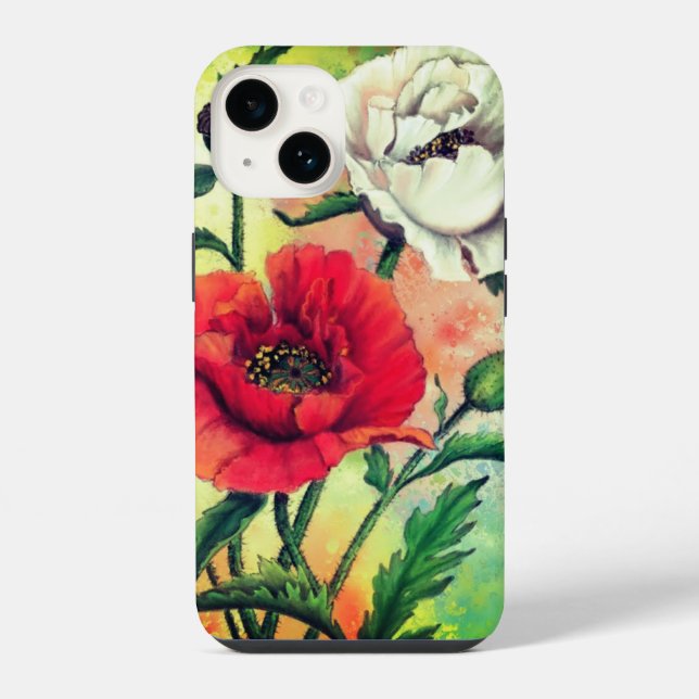 Red White Poppies iPhone Case (Back)