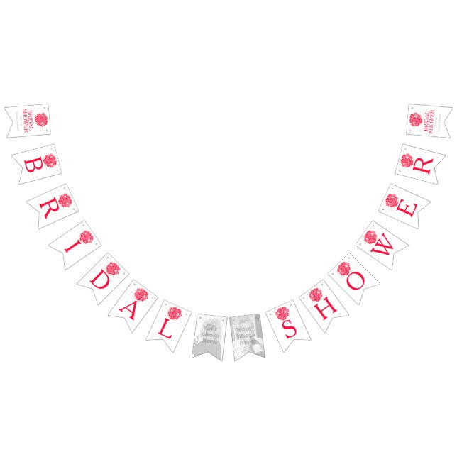 Red white posy bridal shower photo bunting bunting flags (All)