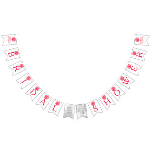 Red white posy bridal shower photo bunting flags