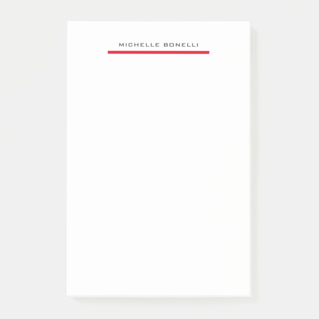 Red White Professional Plain Simple Minimalist Post-it Notes (Front)