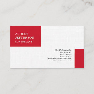 Red White Professional Trendy Minimalist Elegant Business Card