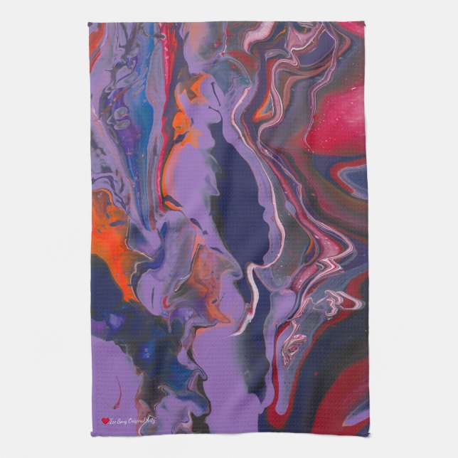 Red White Purple Blue Orange Abstract Kitchen Towel (Vertical)