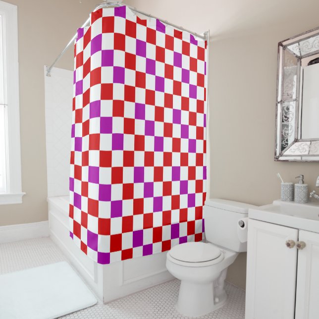 Red White Purple Chequered Pattern Design  (In Situ)