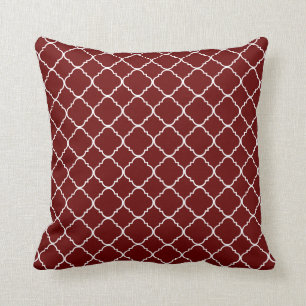Red White Quatrefoil Throw Pillow