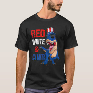   Red White & Rawr Dinosaur Rex American Flag July T-Shirt