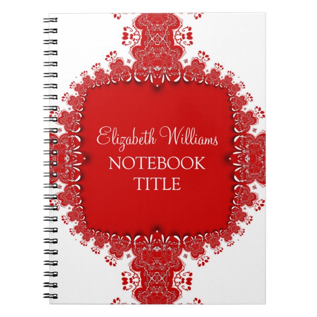 Red White Regal Decor Lace Notebook (Front)
