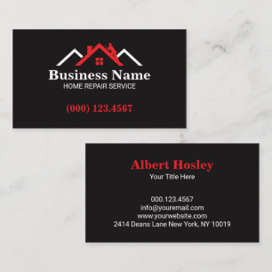 Red White Roofing House Climber Business Card