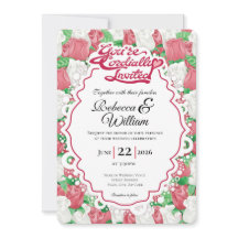 Red & White Rose Wedding Invite - Red Lettering 2