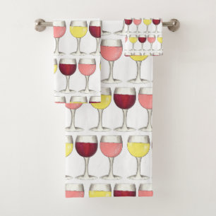 Red White Rosé Wine Glasses Winery Cocktails Bath Towel Set