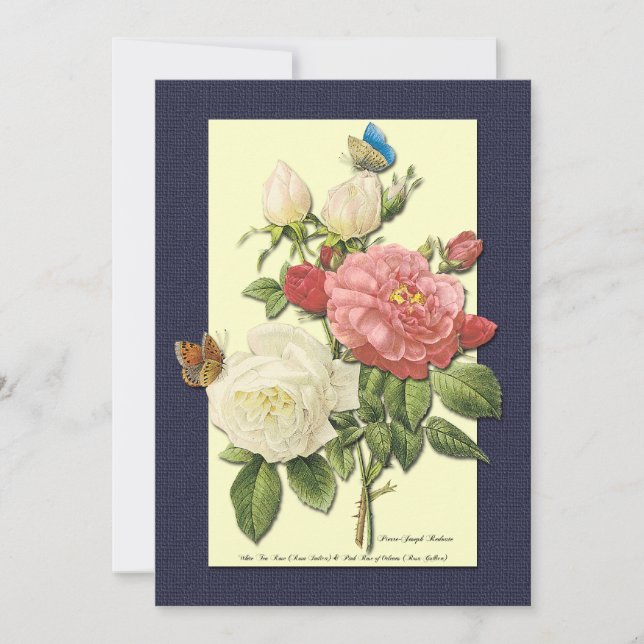 Red White Roses Botanical Custom Invitations (Front)