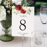 Red White Roses Floral Wedding Table Number Card<br><div class="desc">Red White Roses Floral Wedding Table Number Card (1) Please customize this template one by one (e.g, from number 1 to xx) , and add each number card separately to your cart. (2) For further customization, please click the "customize further" link and use our design tool to modify this template....</div>