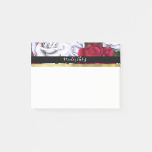 Red & White Roses Shabby Chic Modern Personalized Post-it Notes