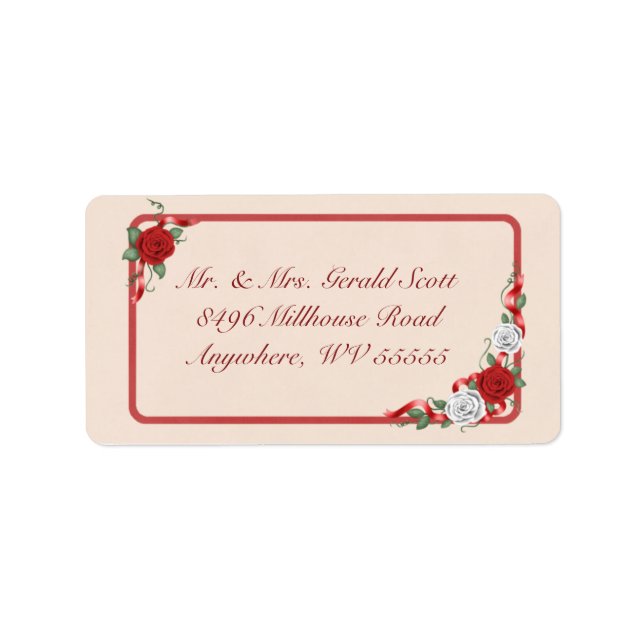 Red & White Roses Shipping Labels (Front)