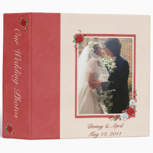 Red & White Roses Wedding Photo Album Binder