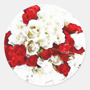 Red & White Roses Wedding Sticker