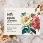 Red White Roses Women's 60th Birthday Invitation Postcard<br><div class="desc">Beautiful red and white roses women's 60th birthday party invitation postcard.  Text is fully customizable,  so this card can be designed for any age.  Contact us for help with customization or matching products.</div>