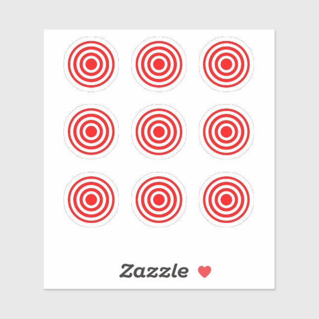 Red/White Round Target Stickers - Pinball Machine (Sheet)