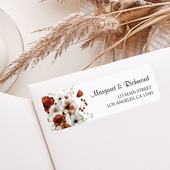 Red & White Rustic Floral Wedding Address (Creator Uploaded)
