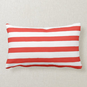 Red White Sailor Stripes Lumbar Pillow
