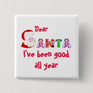 Red White Santa Christmas Holiday 2 Inch Square Button