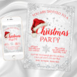 Red White Santa Hat Snowflake Christmas Party Invitation<br><div class="desc">Christmas party invitations with cute red Santa hat on a beautiful red and white diamond and snowflake winter wonderland background. These cute red and white Christmas party invitations are easily customized for your event by simply adding your details.</div>